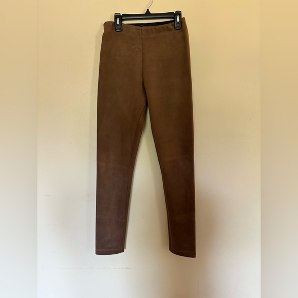 BCBGMaxAzria Prescott Faux Suede Cognac Brown Leggings Size Small Autumn - Picture 2 of 4
